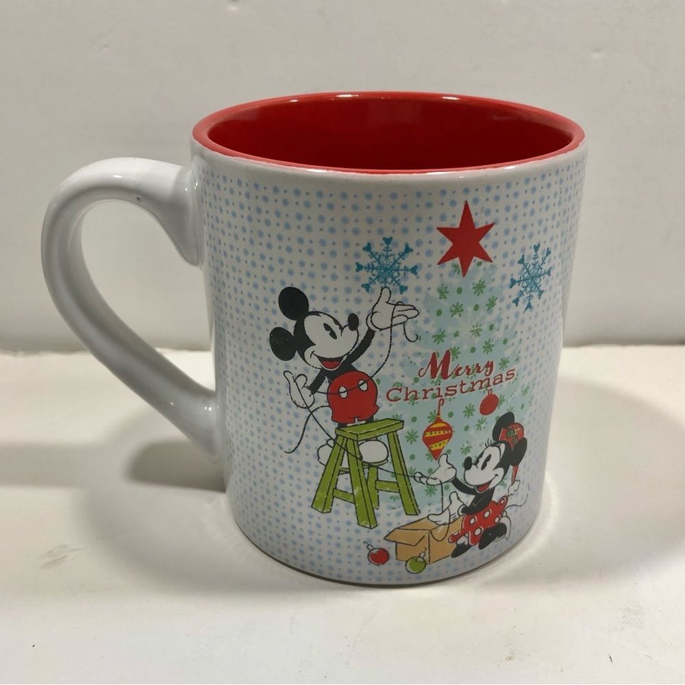 DISNEY'S MERRY CHRISTMAS MUG MICKEY AND MINI MOUSE 14 OZ CERAMIC MICROWAVE SAFE